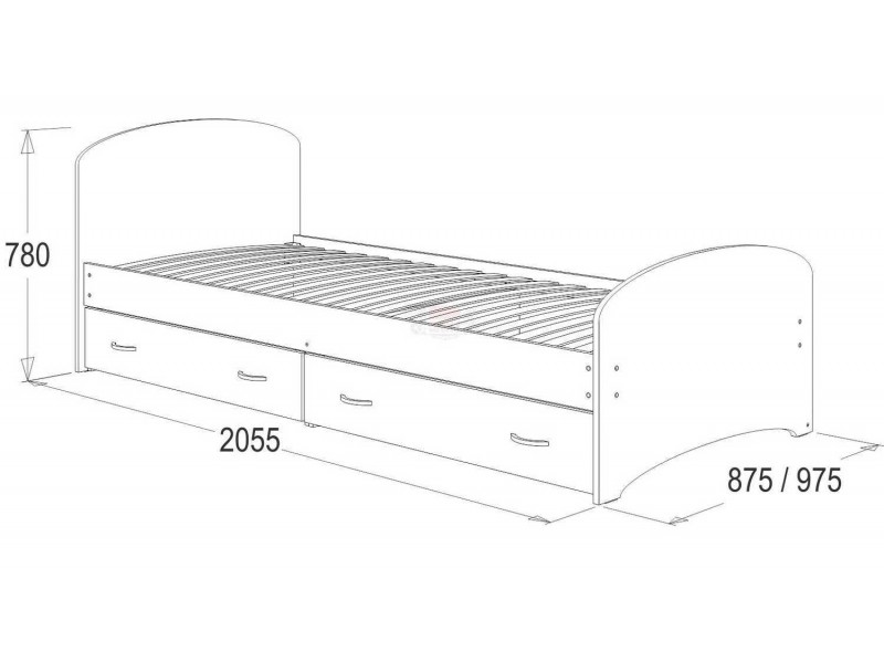 Фант-6 (Кровать-6) корпус кровати одинарной с 2-мя выкатными ящиками [Фант]