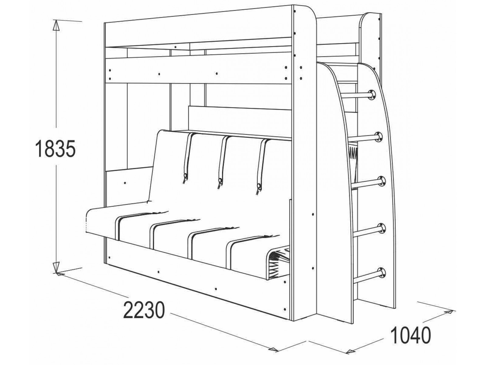 Омега 17 кровать диван двухъярусная